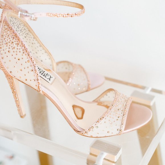 Badgley Mischka Rare Shiraz Blush Satin 7.5 Dress Sandal Stiletto Heels - Picture 7 of 16